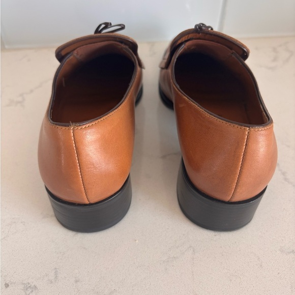 Apostrophe Tan Leather Fringe Loafers - Picture 2 of 8